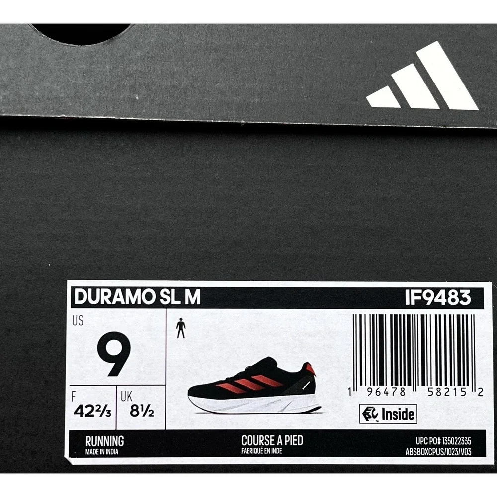 adidas Men's Duramo SL M Running Athletic Shoes Size 9 Black Solar Red IF9483